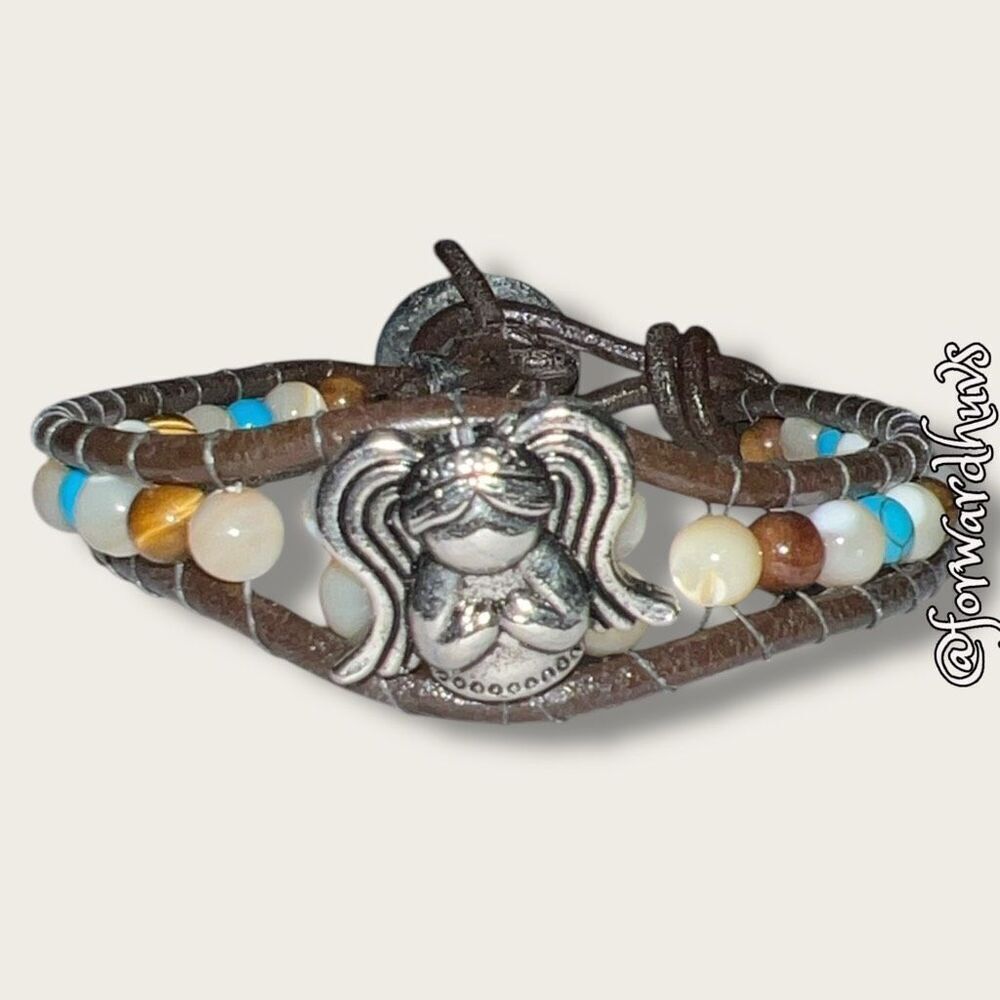 Bundle Sale 3 for $15 | Handmade Leather Bracelet with Angel Charm